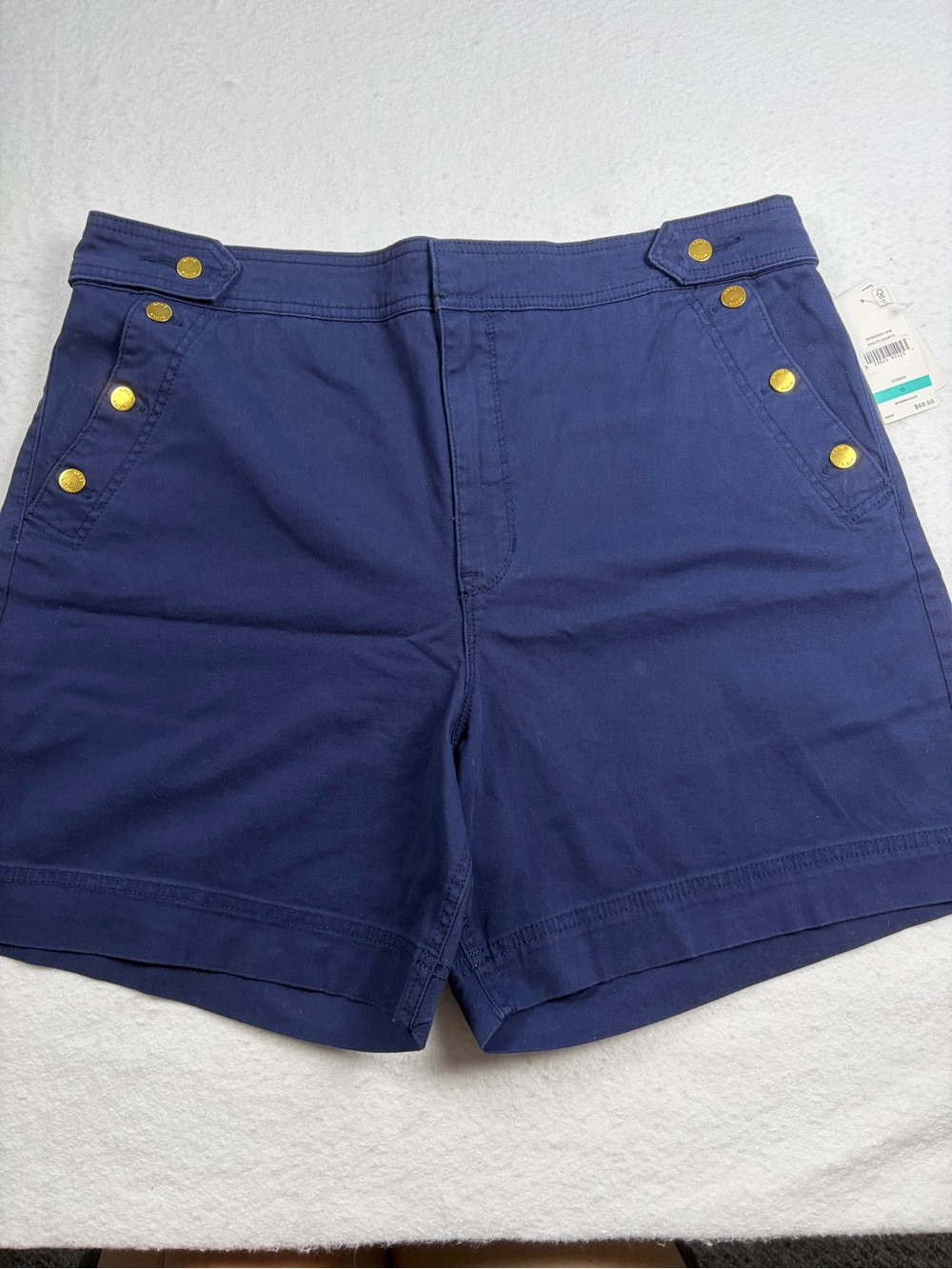 Anne Klein Navy sailor Shorts with Gold Button Details